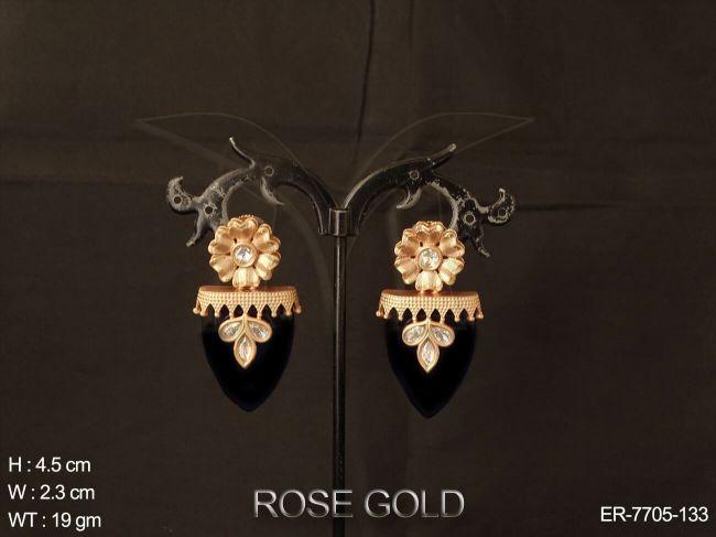 rose polish flower fusion earring